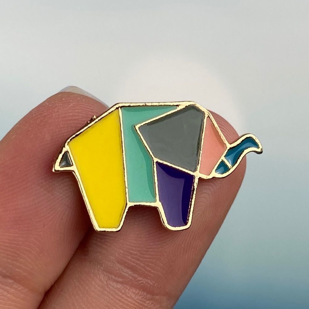 Rainbow Geometric Elephant Enamel Pin/ Brooch